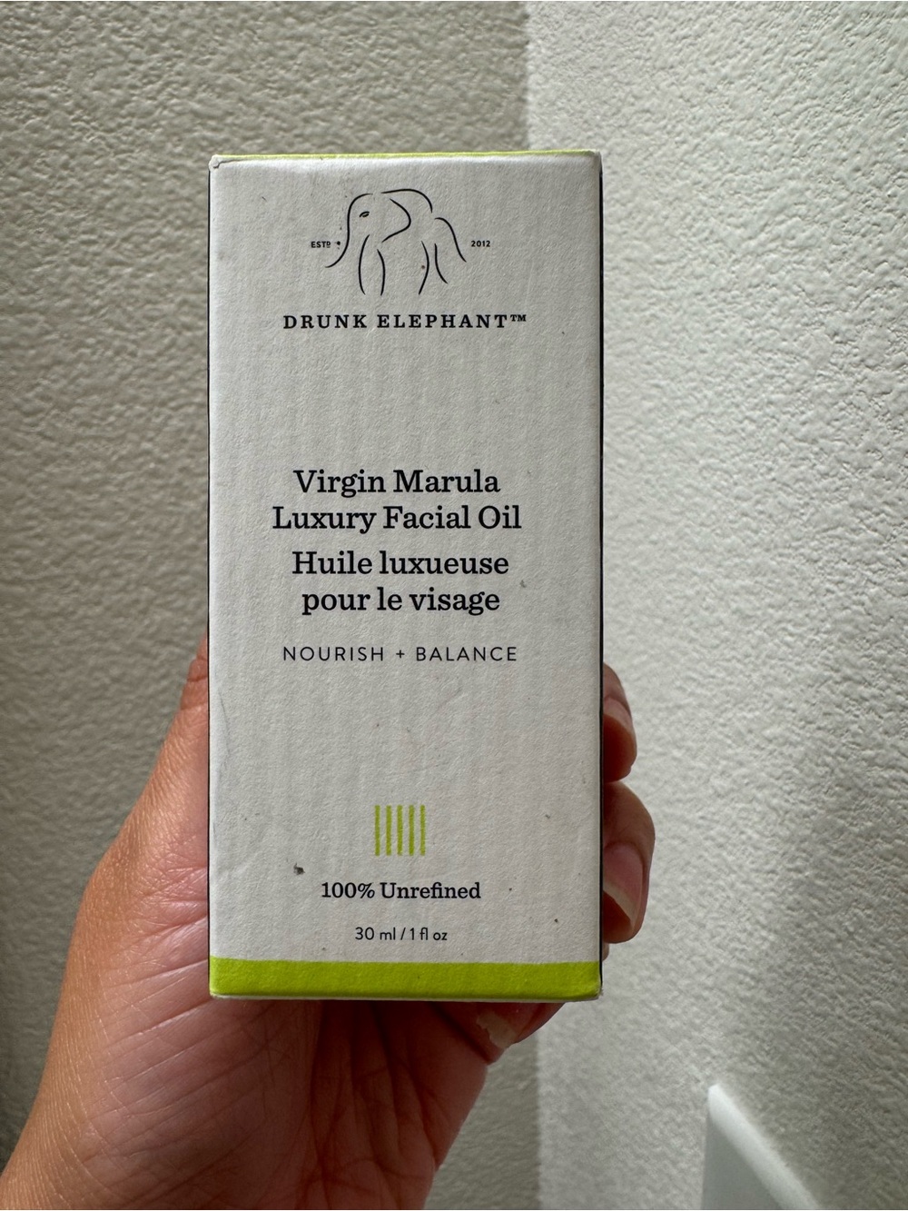 Drunk Elephant Virgin Marula Luxury Facial Oil — White & Lime